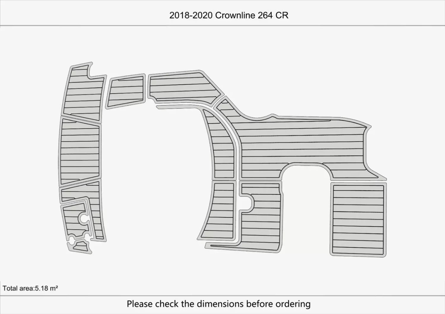 1 Kit EVA Foam Teak Mat Floor 6mm 2018-2020 Crownline 264 Cockpit swim platform (8) 1 Kit EVA Foam Teak Mat Floor 6mm 2018-2020 Crownline 264 Cockpit