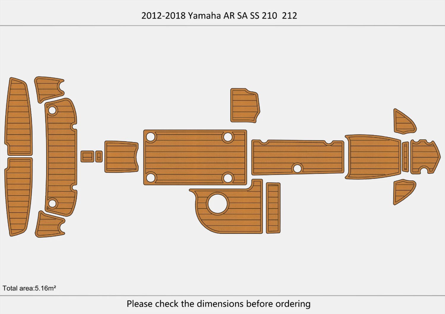 EVA faux floor 6mm 2012-2018 Yamaha AR SA SS 210 212X (1) 1 Kit EVA foam faux teak boat floor 6mm 2012-2018 Yamaha AR SA SS 210 212X