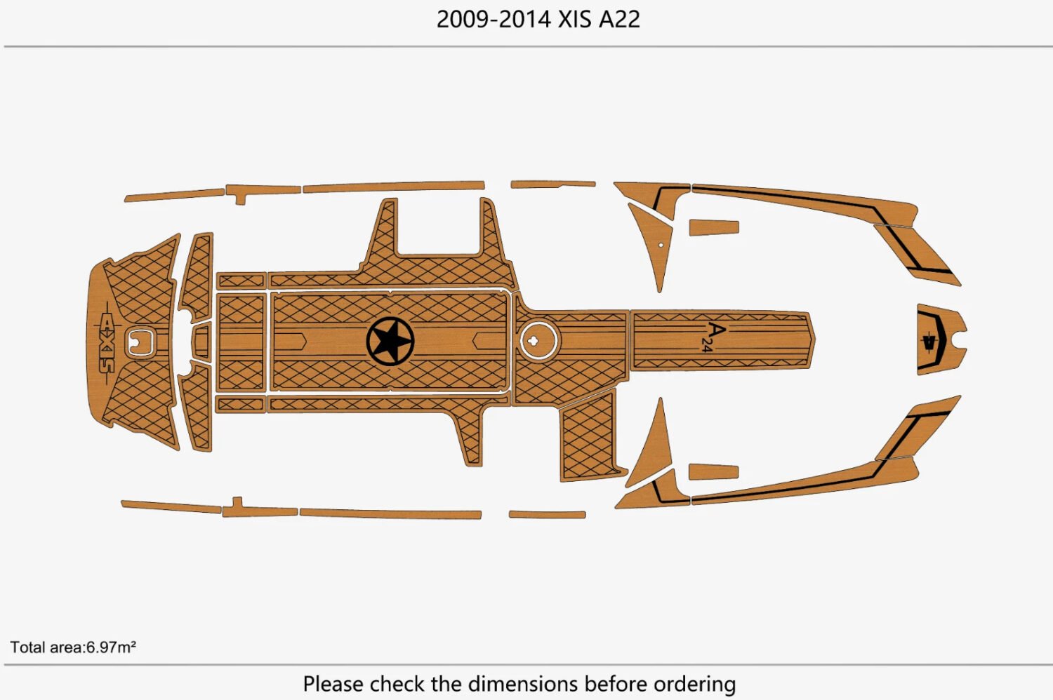 1 Kit EVA foam Marine floor Faux Teak 6mm 2013-2017 Axis A24
