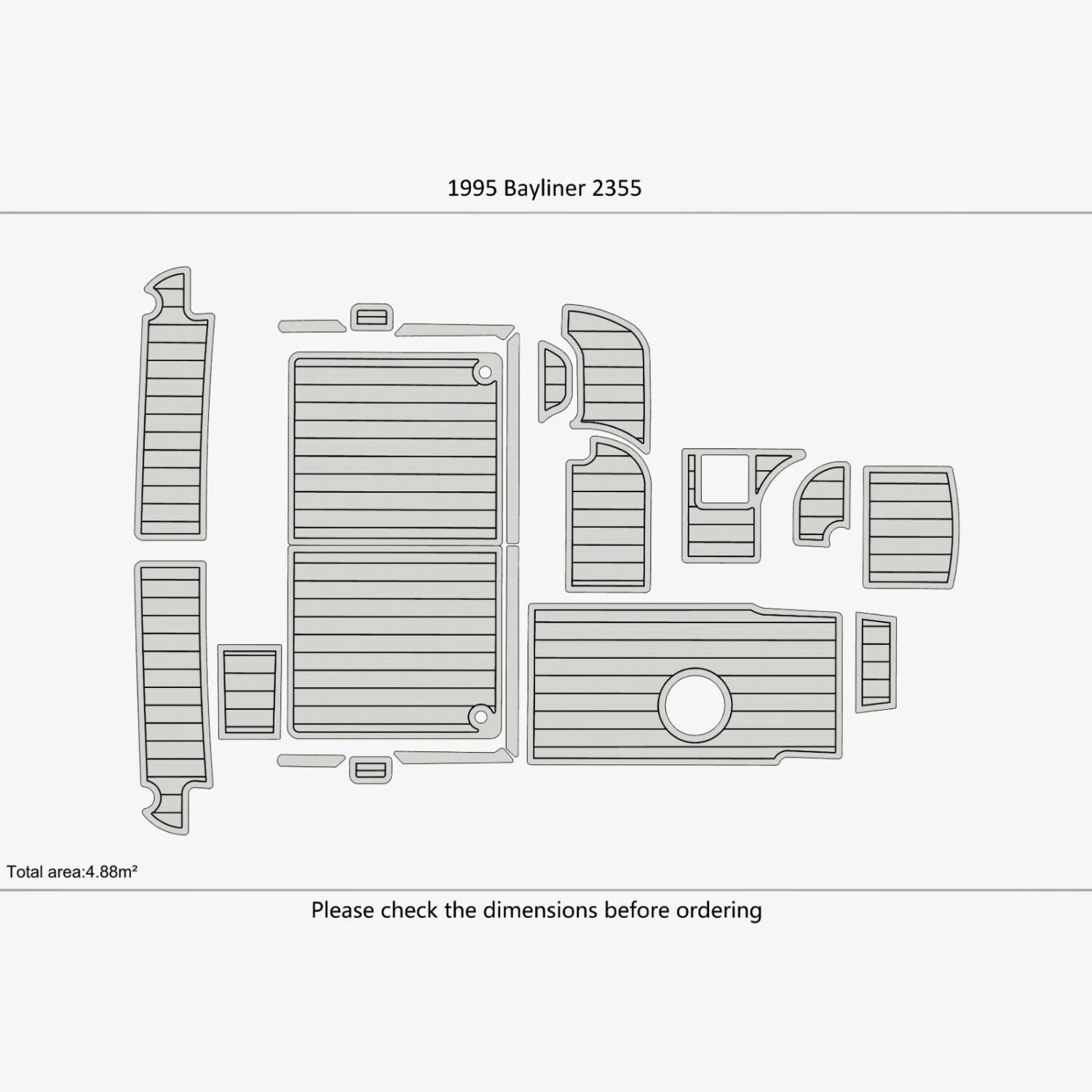 1 Kit EVA foam boat floor faux teak 1995 Bayliner 2355