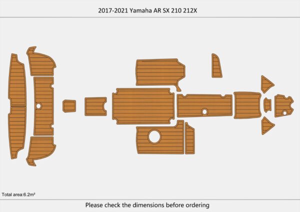 EVA foam faux floor 6mm 2017-2021 Yamaha ARSX 210 212X (6) 1 Kit EVA foam faux teak boat floor 6mm 2017-2021 Yamaha ARSX 210 212X