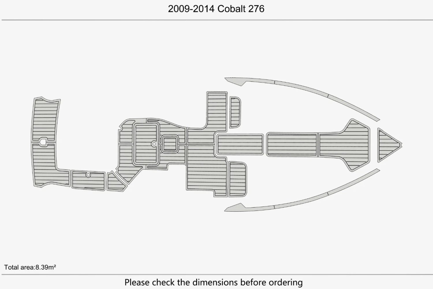 1 Kit EVA foam faux teak marine deck flooring 2009-2014 Cobalt 276