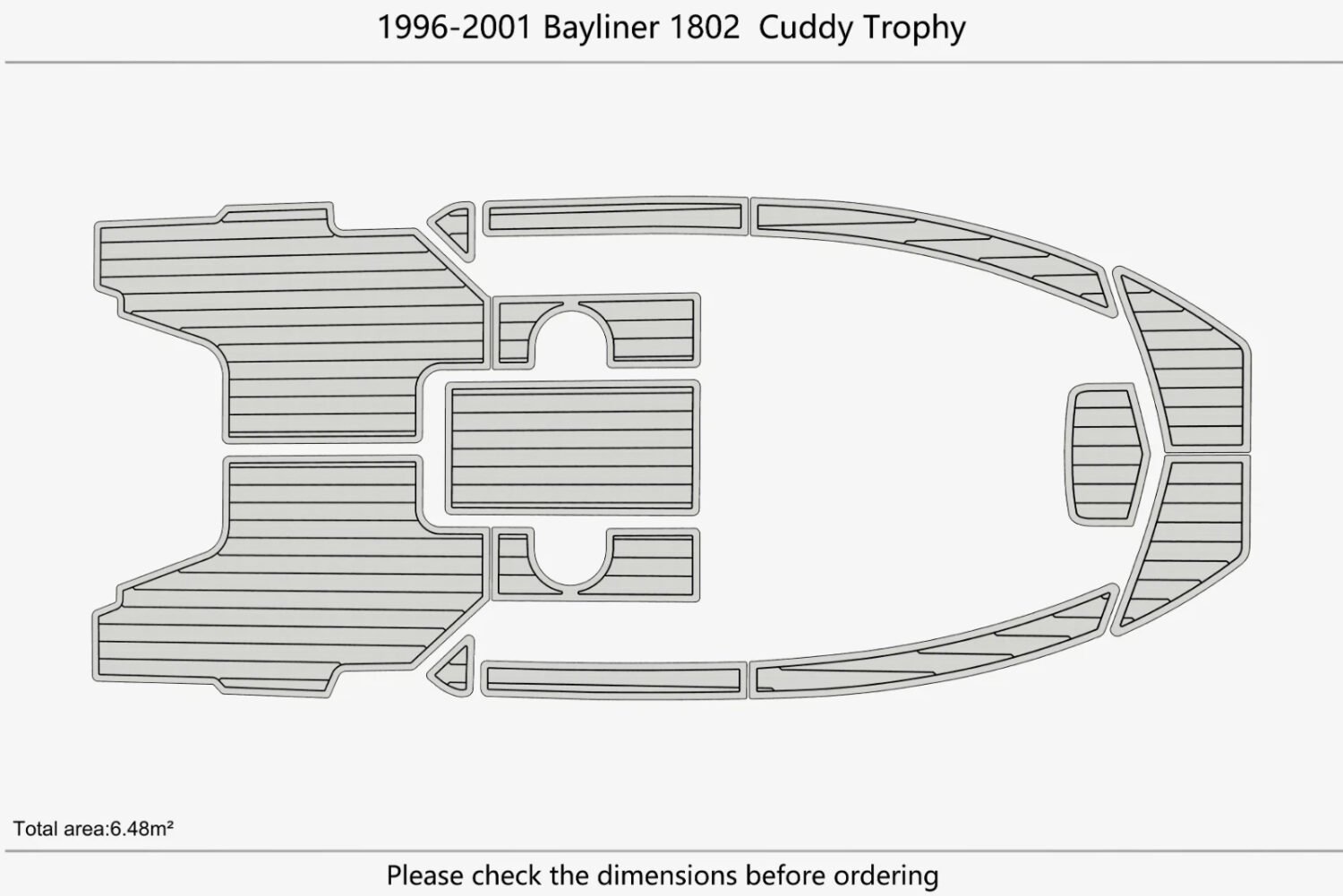 1 Kit EVA foam floor 1996-2001 Bayliner 1802 Cuddy Trophy