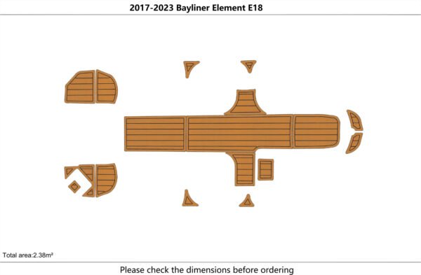 EVA foam floor 6mm 2017-2023 Bayliner Element E18 (21) 1 Kit EVA foam boat floor 6mm 2017-2023 Bayliner Element E18
