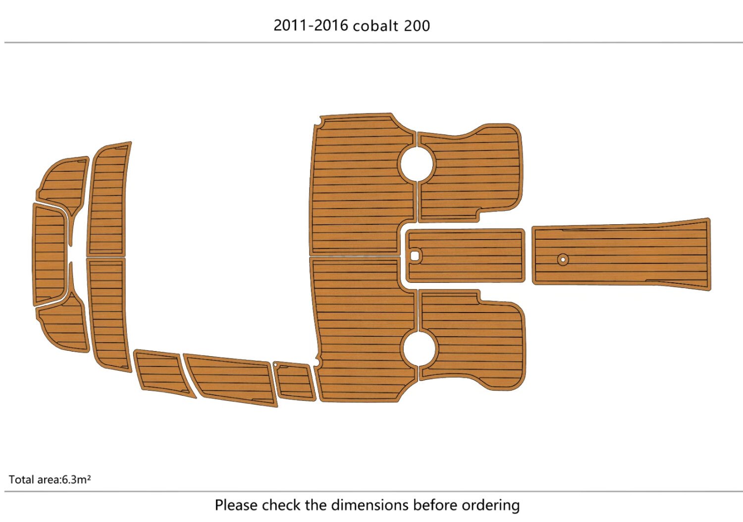 1 Kit EVA foam marine deck flooring faux teak mat 2011-2016 cobalt 200