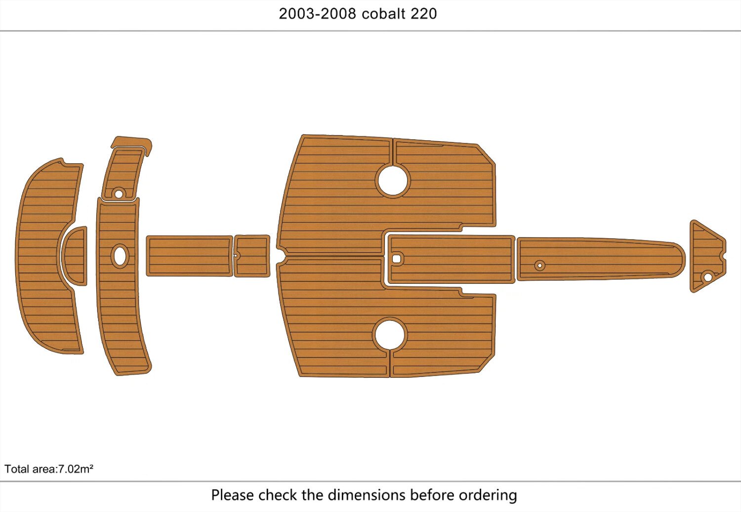 1 Kit EVA foam marine flooring faux teak 2003-2009 Cobalt 220