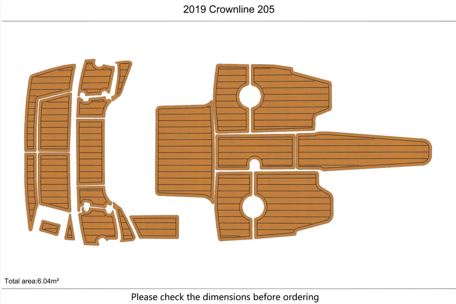 1 Kit EVA foam boat floor 2017-2021 Crownline 205