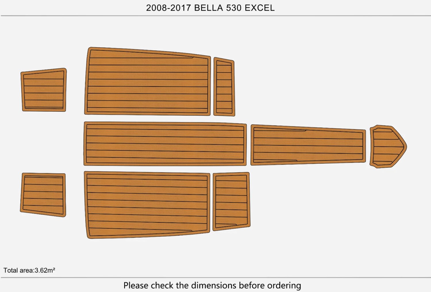 1 kit EVA Foam Boat flooring 2008-2017 Bella 530 EXCEL