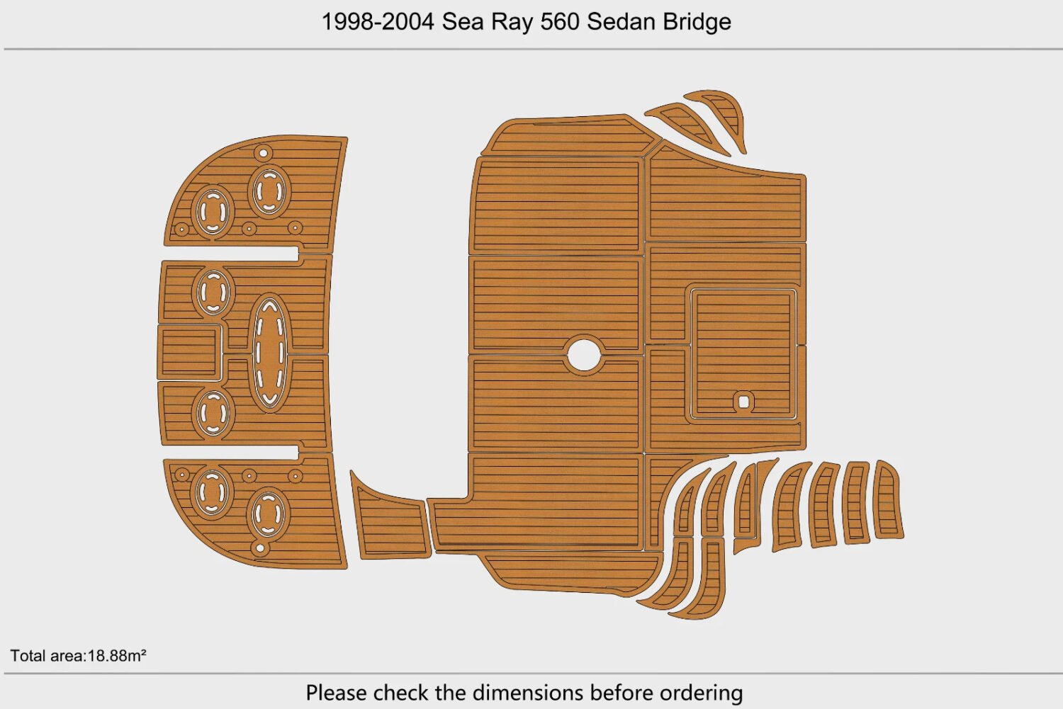 1 kit EVA Foam boat flooring 1998-2004 Sea Ray Sedan 560 Bridge