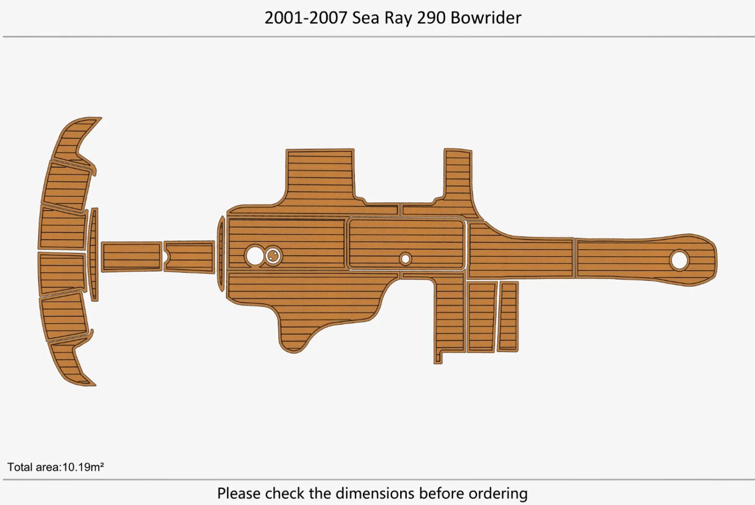 1 Kit EVA Foam boat flooring anti-slip mat 2001-2007 Sea Ray 290 BR