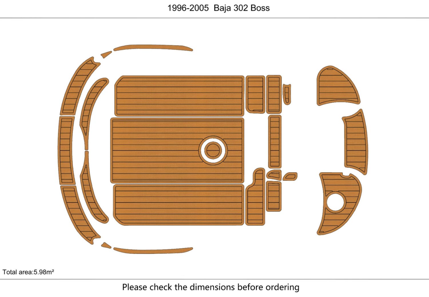 EVA foam faux teak boat flooring 1996-2005 Baja 302 Boss (2) 1 kit EVA foam faux teak boat flooring 1996-2005 Baja 302 Boss