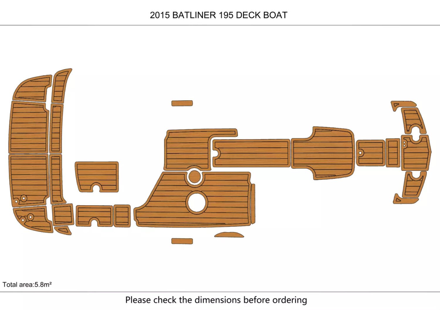 1 kit EVA foam faux teak boat flooring 2015-2018 Batliner 195