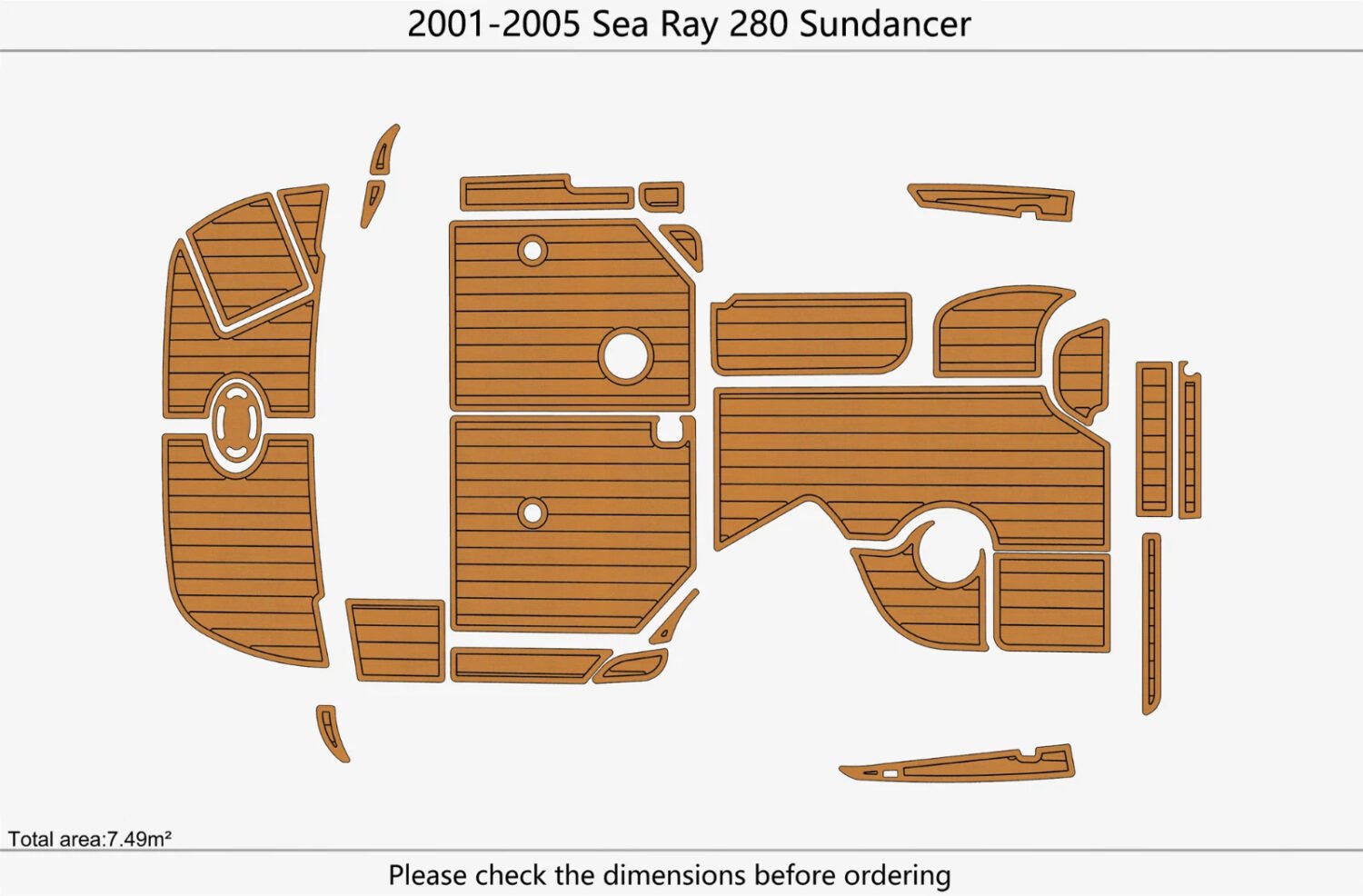EVA foam faux teak flooring 2001-2005 Sea Ray 280 Sundancer (1) 1 Kit EVA foam faux teak flooring 2001-2005 Sea Ray 280 Sundancer